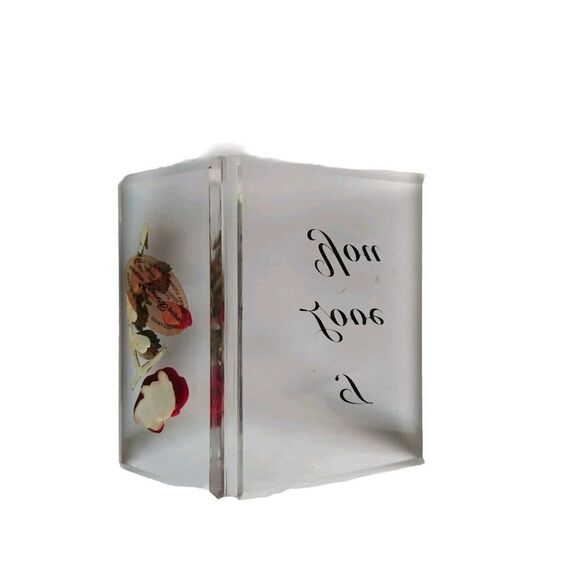 Bircraft I Love You Plaque Red Rose Lucite Handmade Indiana Vintage - Picture 2 of 5